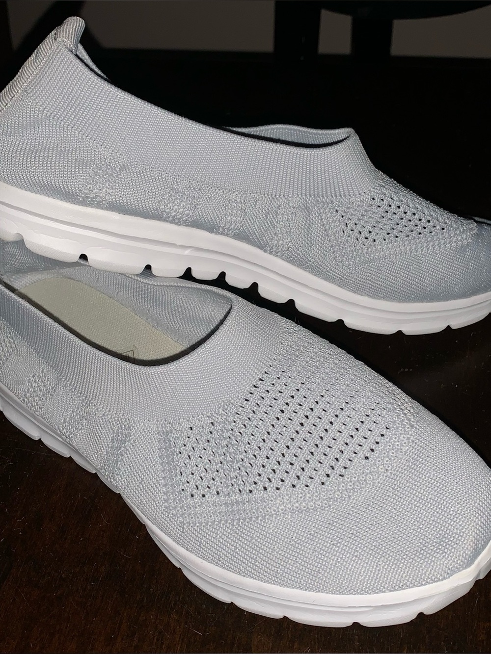 Comfort Knit Slip-On Lightweight Sneakers - Light Gray 7.5 NWOT
